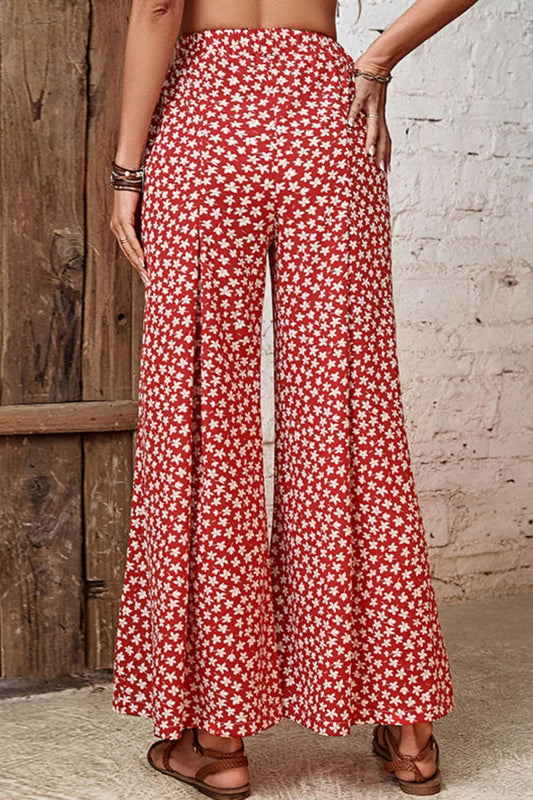 Floral High-Rise Wide Leg Flare Pants - Kawaii Stop - Capris, Comfortable Fit, Confidence in Style, Easy Care, Floral Charm, Floral Flare Pants, High-Rise Style, Hundredth, Imported Quality, Laid-Back Chic, Long Length, Pants, Polyester Fabric, Relaxed Fashion, Ship From Overseas, Stylish Attire, Vacation Vibes, Vacation Wardrobe, Versatile Wear, Wide Leg Comfort, Women's Clothing, Women's Fashion