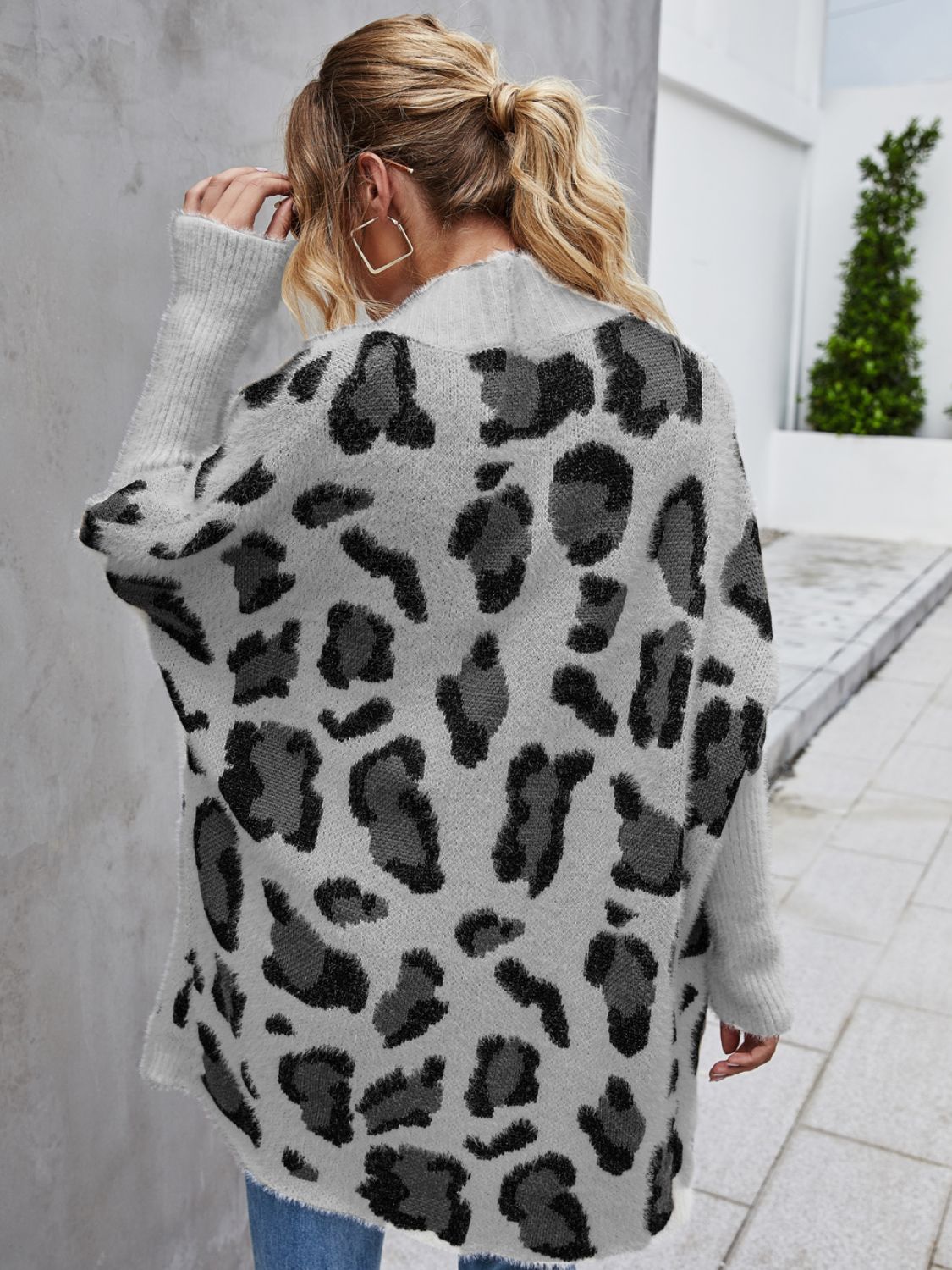 Leopard Pattern Fuzzy Cardigan - Kawaii Stop - Kawaii Shop