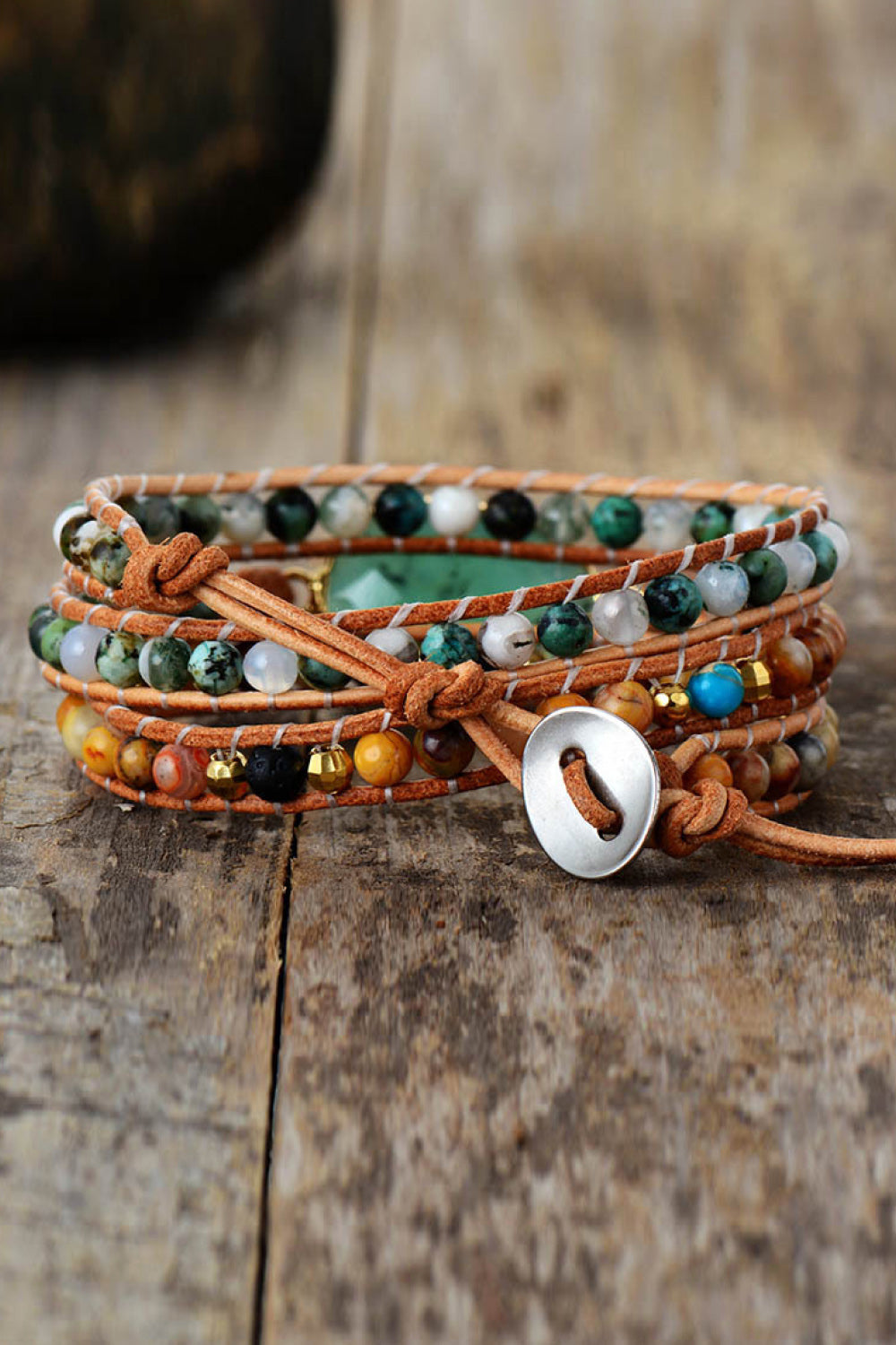 Natural Stone & Agate Layered Bracelet - Green / One Size - Women’s Jewelry - Bracelets - 2 - 2024