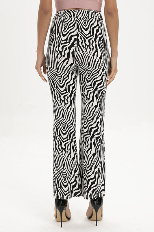 Zebra Print Straight Leg Pants - Kawaii Stop - Animal Print, Bottoms, Capris, Casual Chic, Comfortable, Easy Care, Fashion Statement, Fashionable Look, JR, Long Pants, Pants, Polyester Spandex Blend, Ship From Overseas, Shipping Delay 09/29/2023 - 10/01/2023, Statement Piece, Straight Leg Pants, Stylish Bottoms, Trendy Fashion, Trendy Outfit, Versatile, Wild Side, Women's Clothing, Zebra Print Pants
