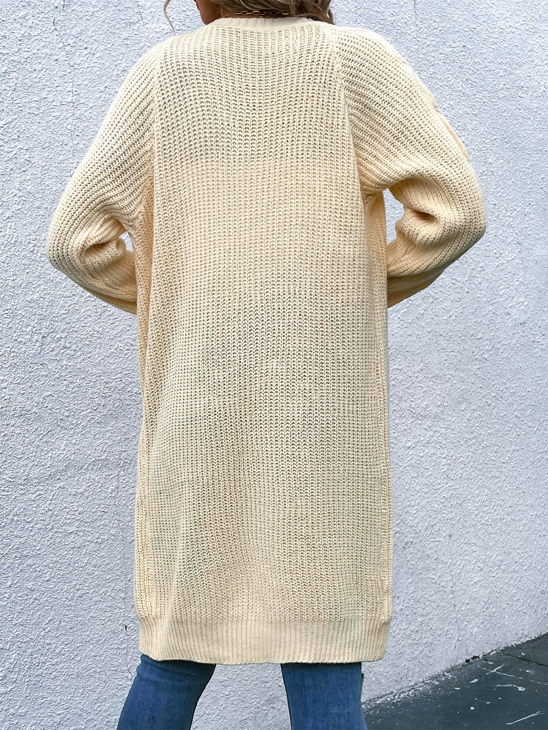 Open Front Cable-Knit Longline Cardigan - Kawaii Stop - Acrylic, Basic Style, Cable-Knit, Cardigan, Cardigans, Cozy, Easy Care, Fall Wardrobe, Fashion Forward, Layering Piece, Longline Design, Moderate Stretch, Ship From Overseas, Shipping Delay 09/30/2023 - 10/03/2023, Sounded, Versatile, Women's Clothing, Women's Fashion