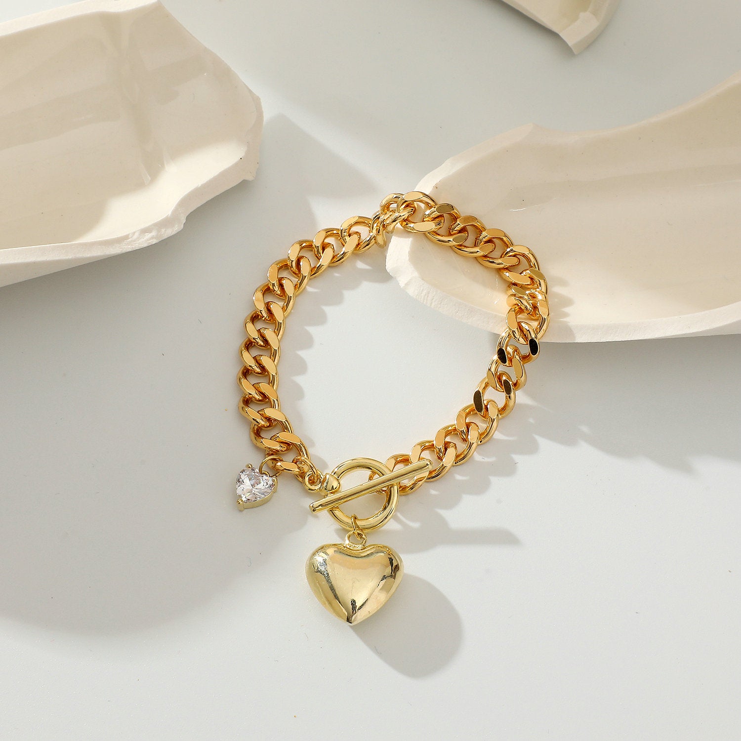 Heart Charm Bracelet - Gold / One Size - Women’s Jewelry - Bracelets - 2 - 2024