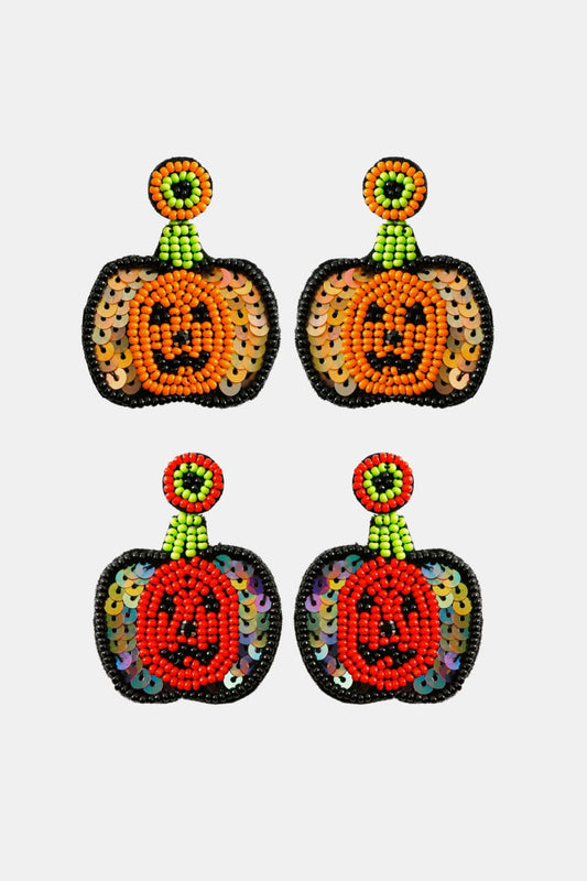 Pumpkin Shape Beaded Dangle Earrings - Women’s Jewelry - Earrings - 1 - 2024